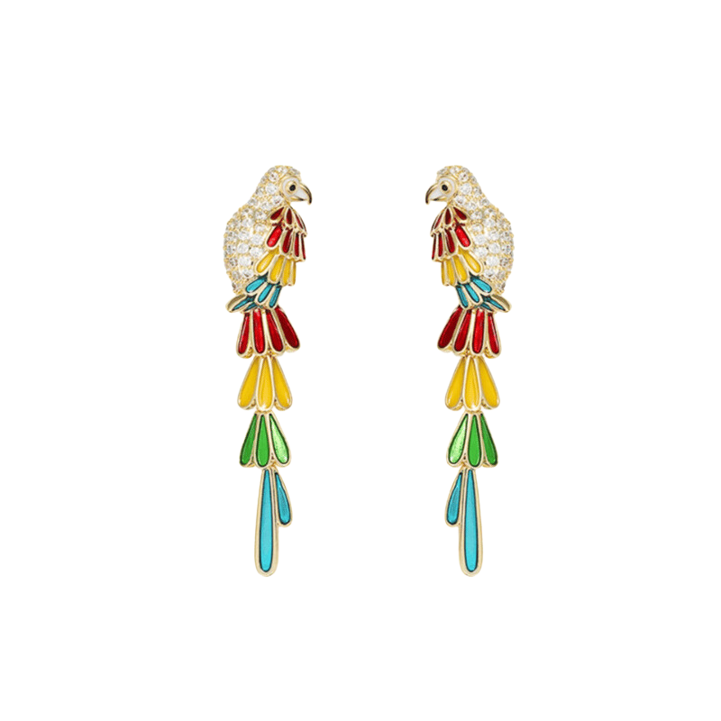 Colorful Parrot Tassel Earrings