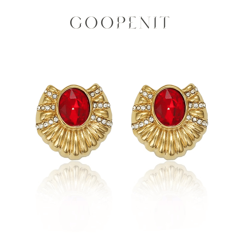 French Vintage Ruby Earrings