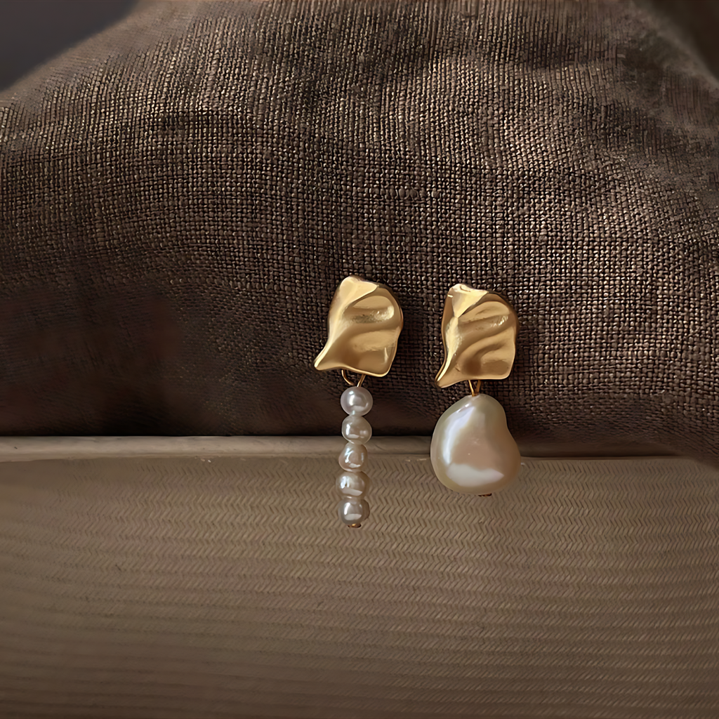 Irregular Freshwater Pearl Asymmetric Earrings - GoOpenit