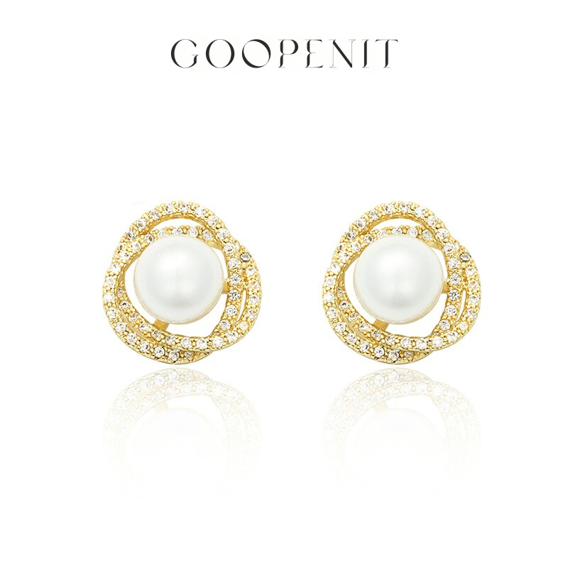 Hoop Pearl Diamond Earrings