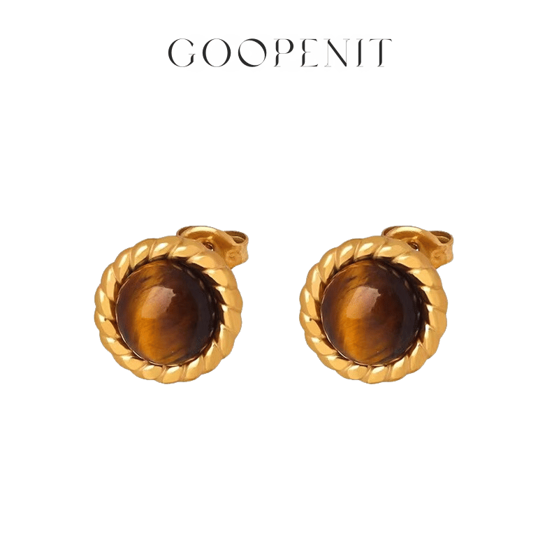 Tiger's Eye Stud Earrings