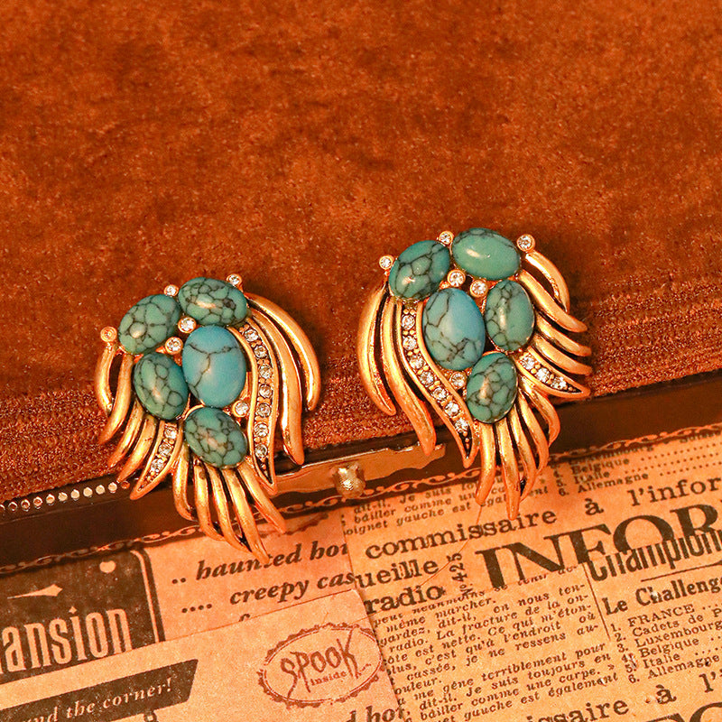 Turquoise Wing Diamond Earrings - GoOpenit