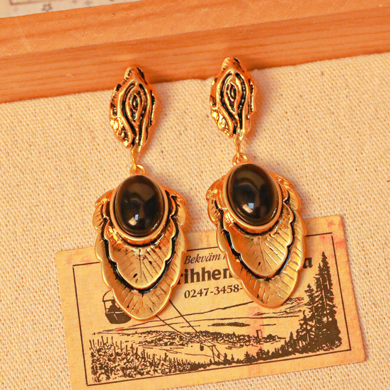 Black Sapphire Vintage Simple Earrings