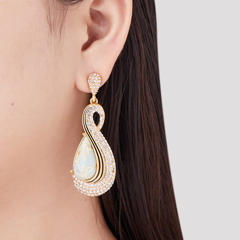 Bold Geometric Crystal Teardrop Earrings