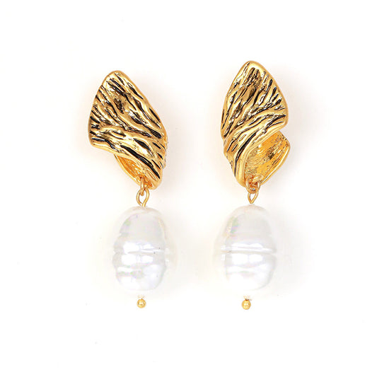 Vintage Shell & Pearl Drop Earrings