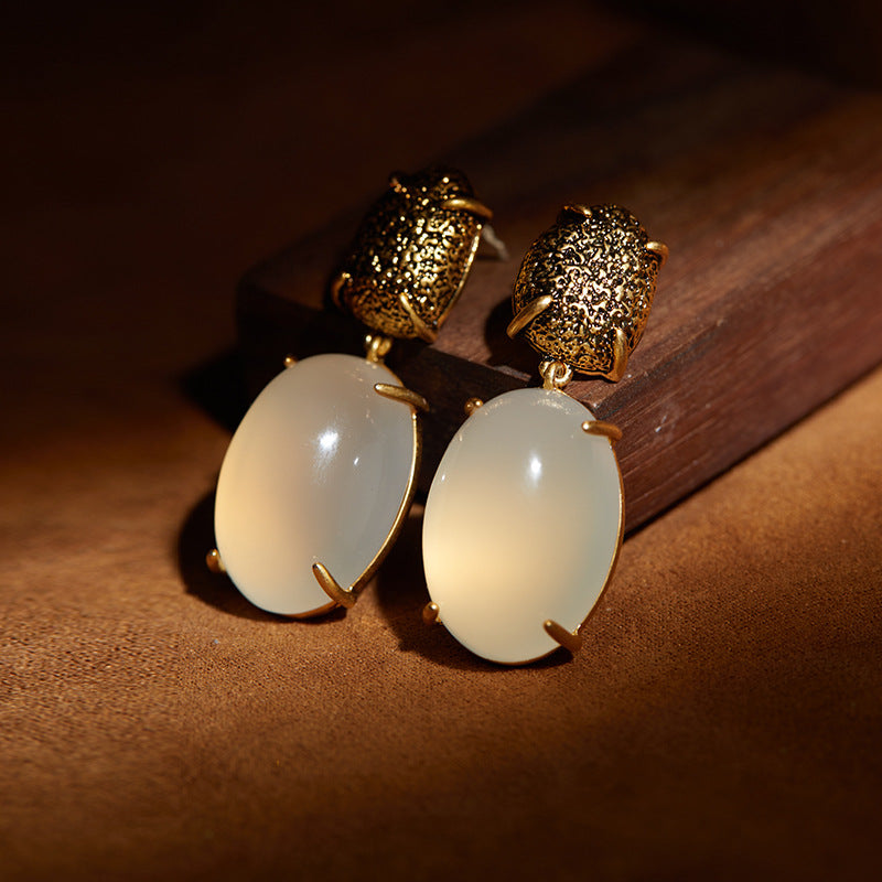 Natural High-Grade Translucent Eggshell Earrings - GoOpenit