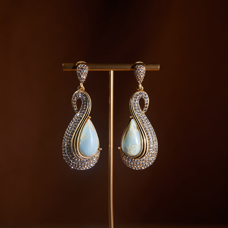 Bold Geometric Crystal Teardrop Earrings