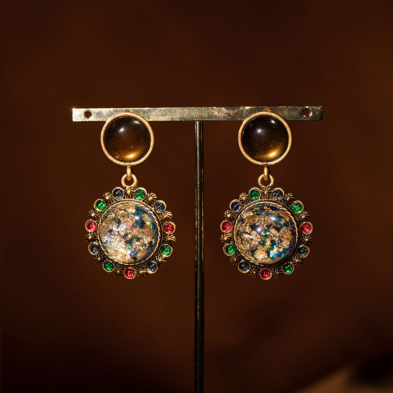 Gold Leaf Glass Earrings