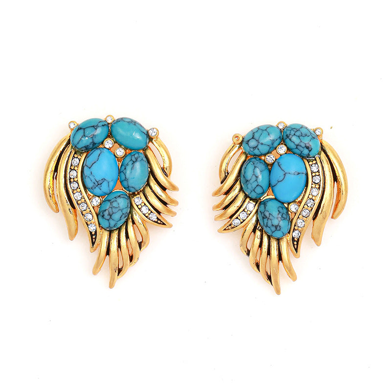 Turquoise Wing Diamond Earrings - GoOpenit