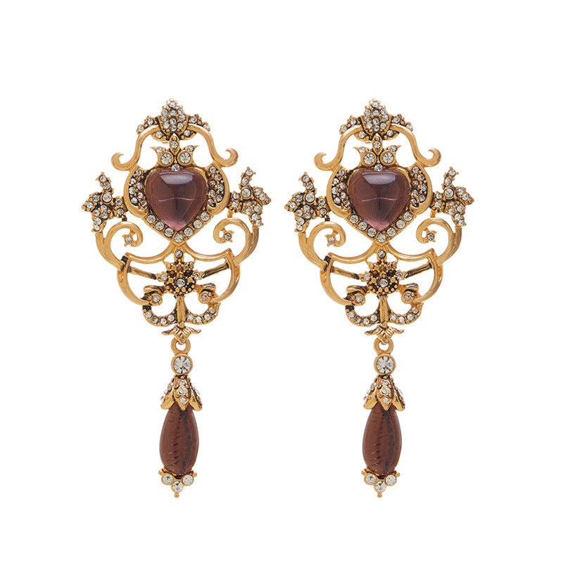 Crystal Inlaid Diamond Earrings - GoOpenit