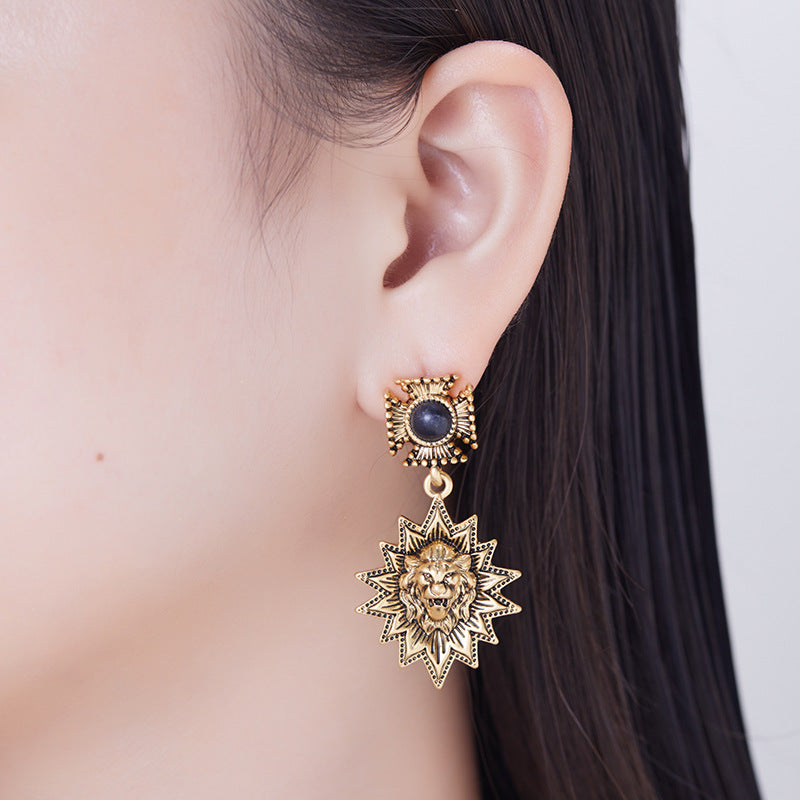 Regal 3D Lion Earrings