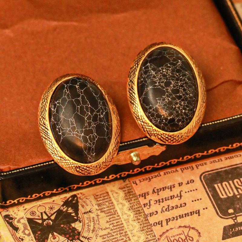 Black Natural Stone Earrings