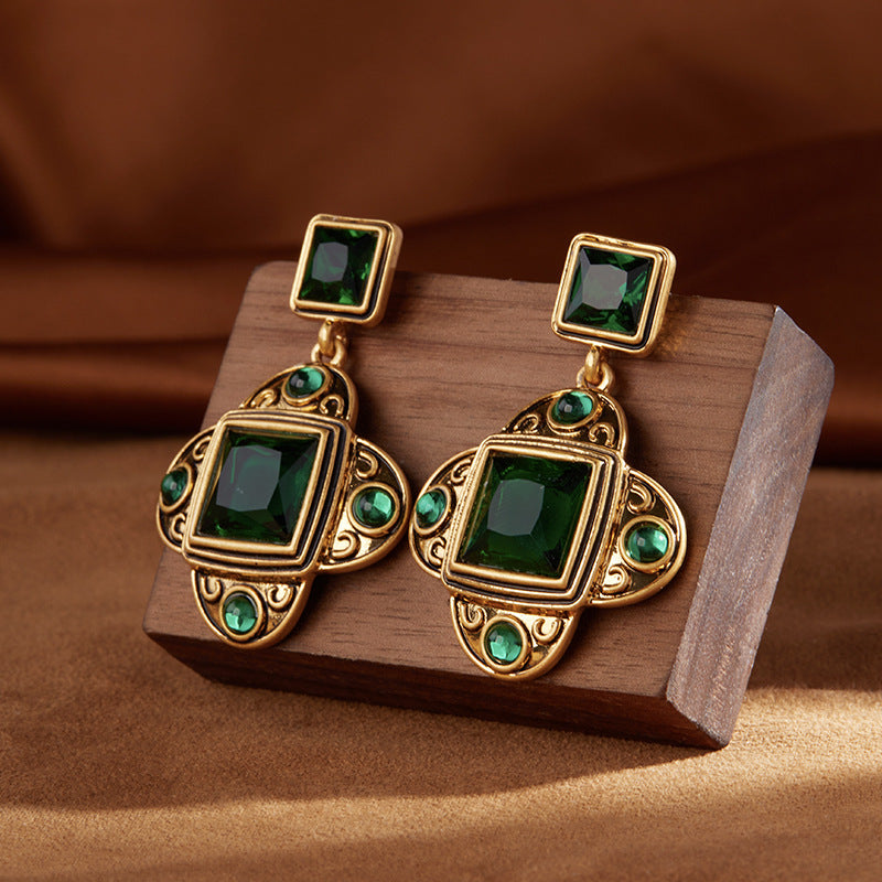 Emerald French Geometric Earrings - GoOpenit