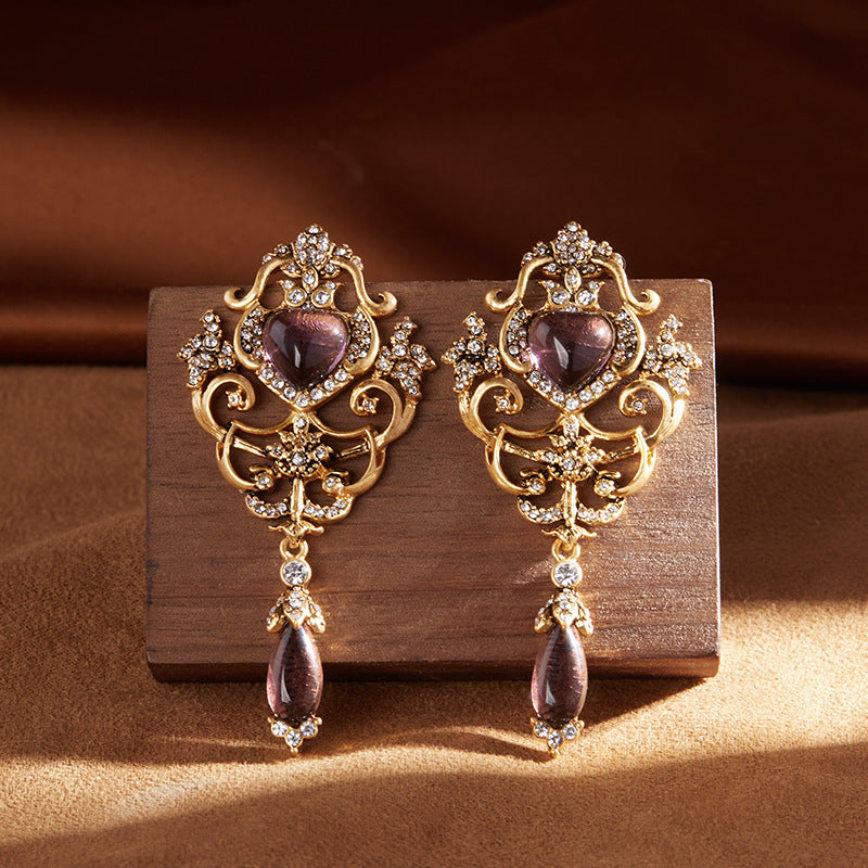 Crystal Inlaid Diamond Earrings - GoOpenit