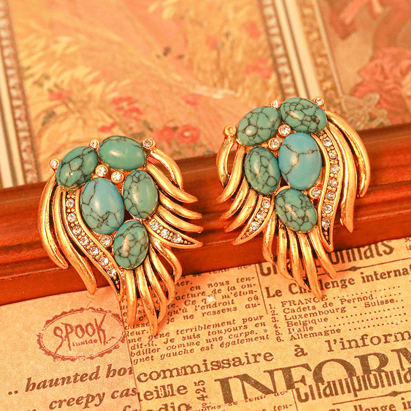 Turquoise Wing Diamond Earrings - GoOpenit