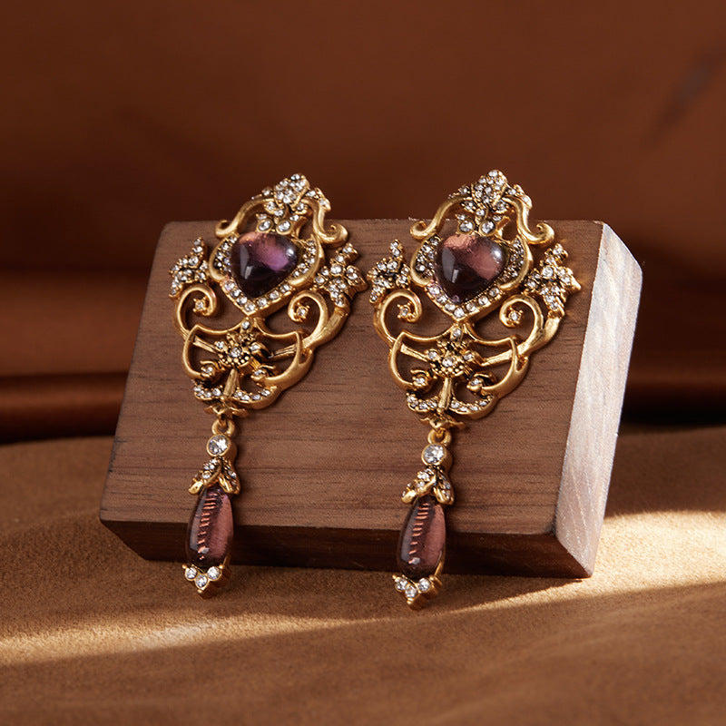 Crystal Inlaid Diamond Earrings - GoOpenit