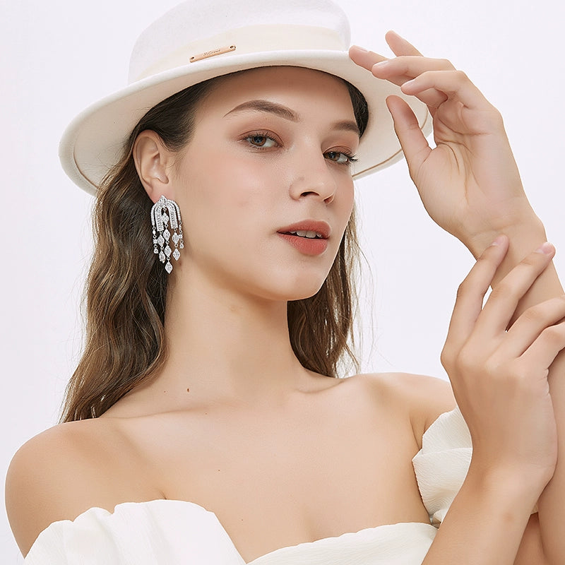 GOOPENIT Zircon Tassel Earrings