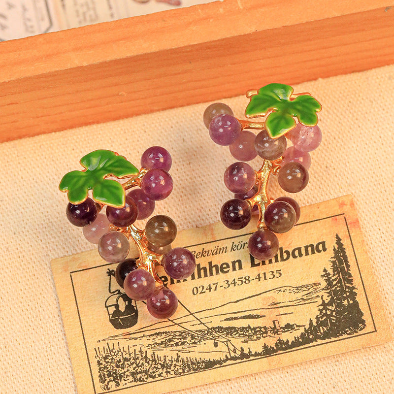 Botanical Grape Ear Pins - GoOpenit