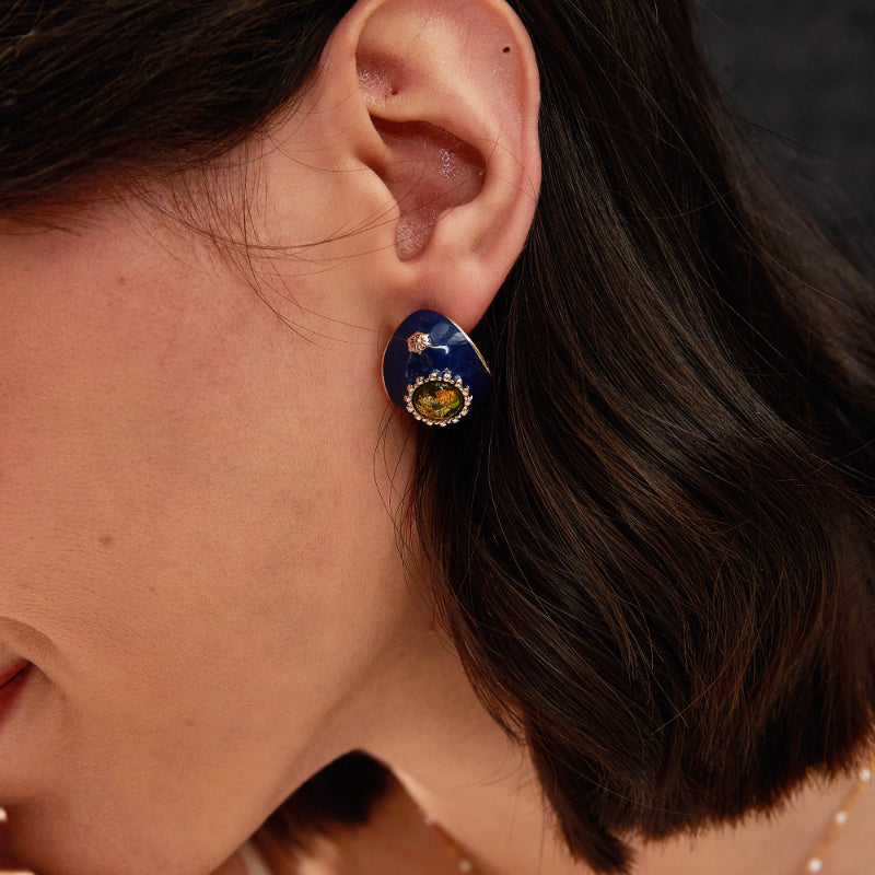 Klein Blue Mini Hood Earrings - GoOpenit