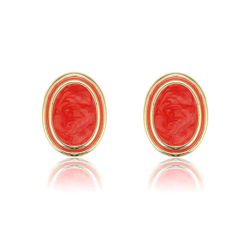 Red Oil Painting-Inspired Earrings