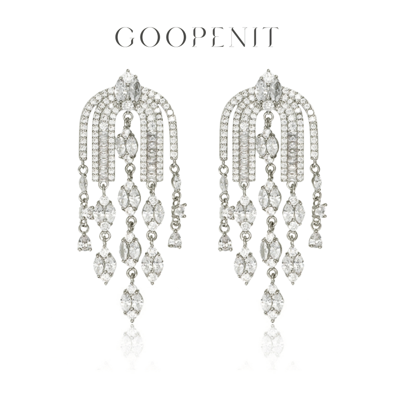 GOOPENIT Zircon Tassel Earrings