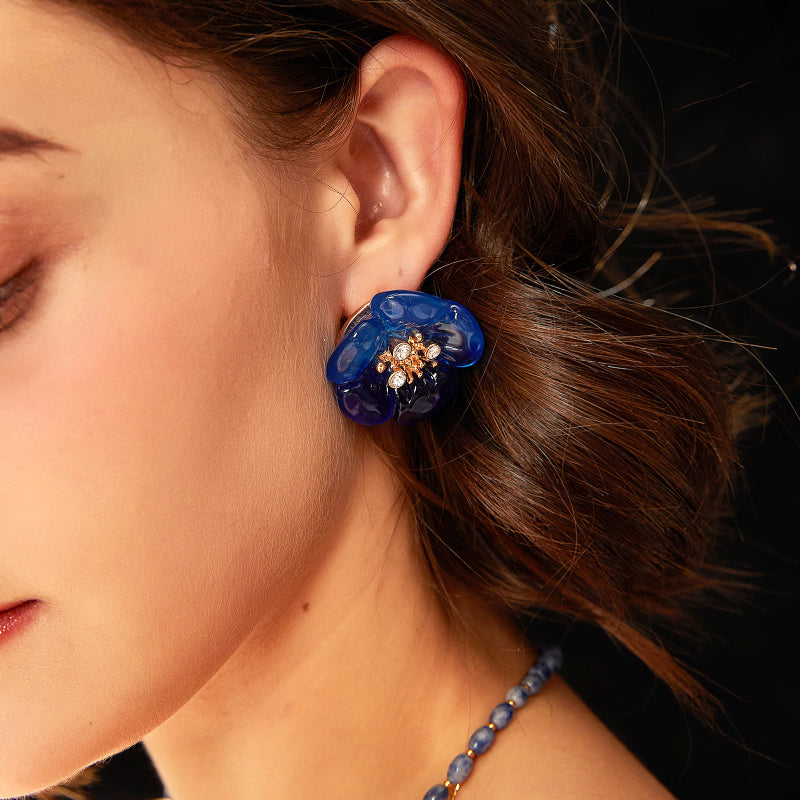 Blue Gradient Flower Earrings