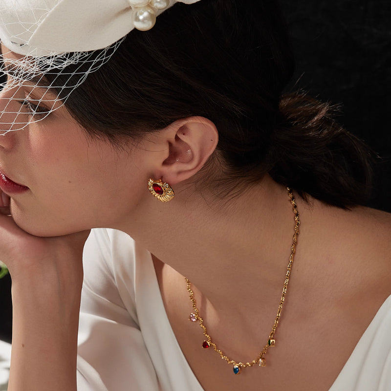 French Vintage Ruby Earrings