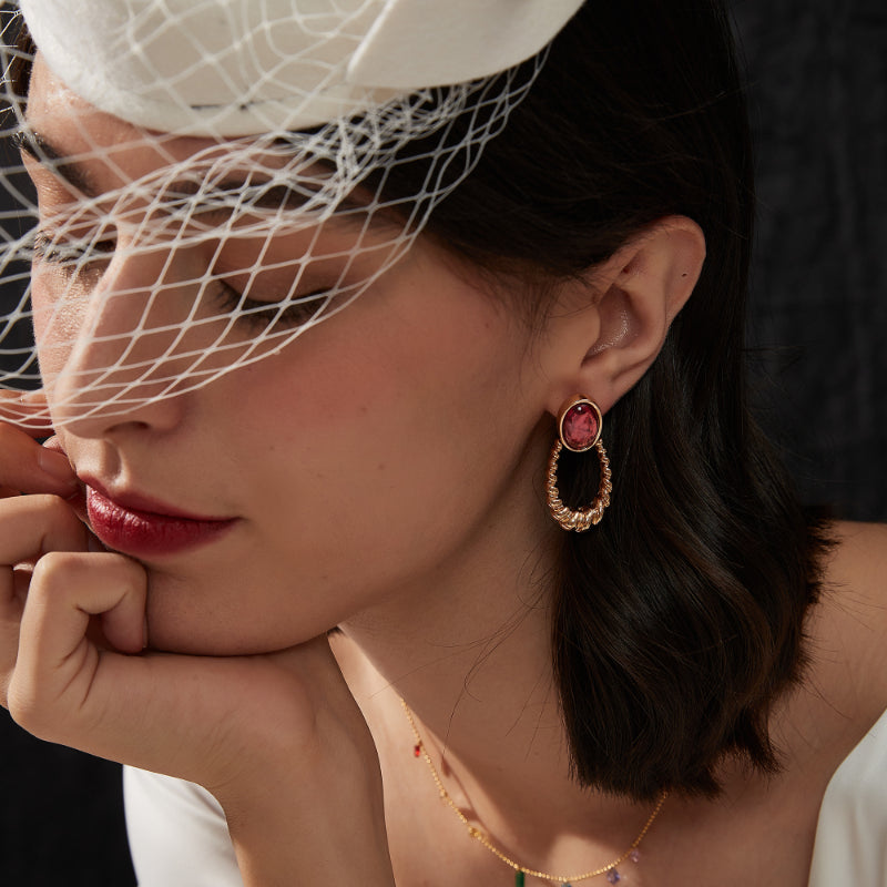 Vintage Ruby Glass Earrings